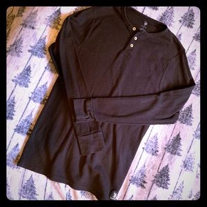 Men’s S US Polo Assn Black Thermal 3-Button Shirt